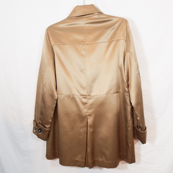 Golden SILK metallic Chicos dress jacket over coat - Picture 6 of 8